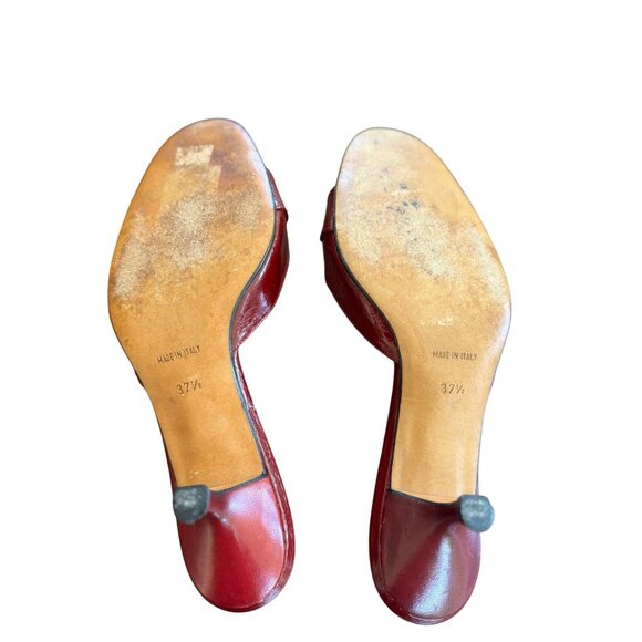 Christian Dior Souliers Burgundy Heeled Sandals With Lock & Key Accent Size 7 - Picture 10 of 10